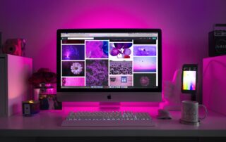 Website design with pink lighting