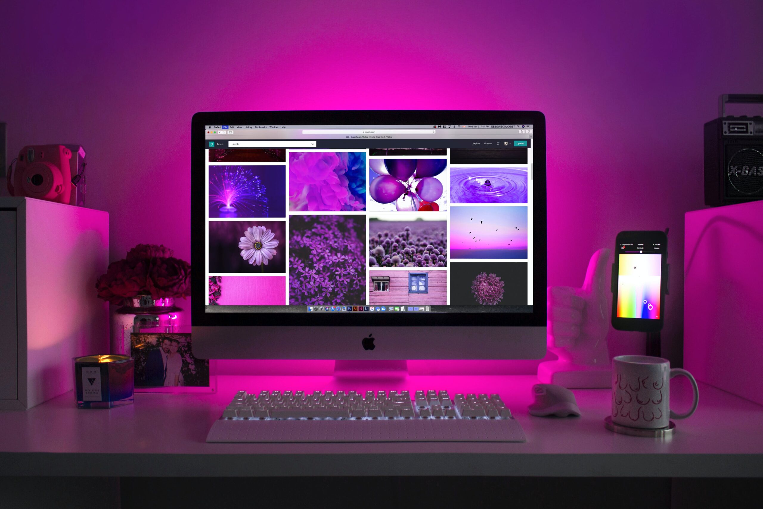 Website design with pink lighting