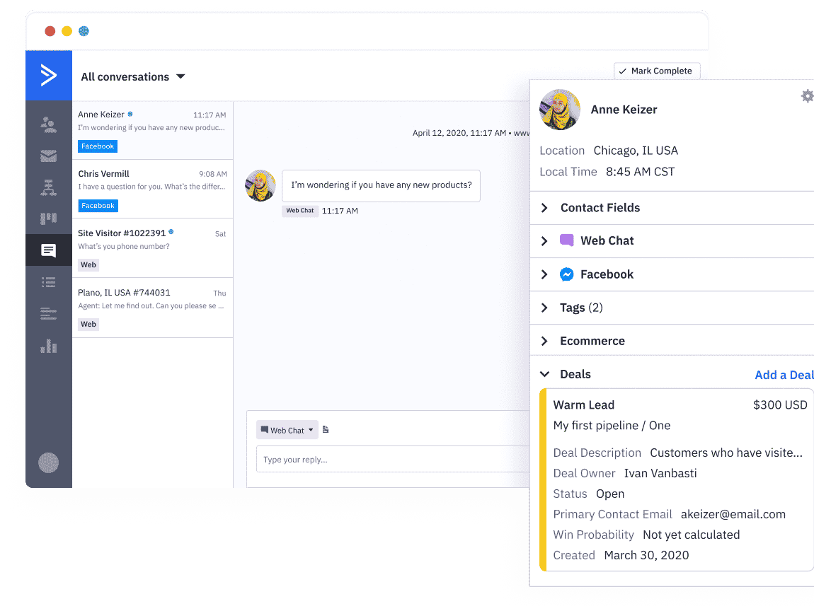Screenshots of ActiveCampaign conversations